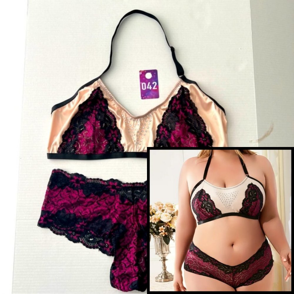 Halter bralette and boy short panty set
